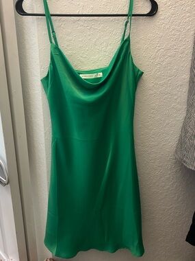 Altar'd State Emerald Cowl Slip Mini Dress